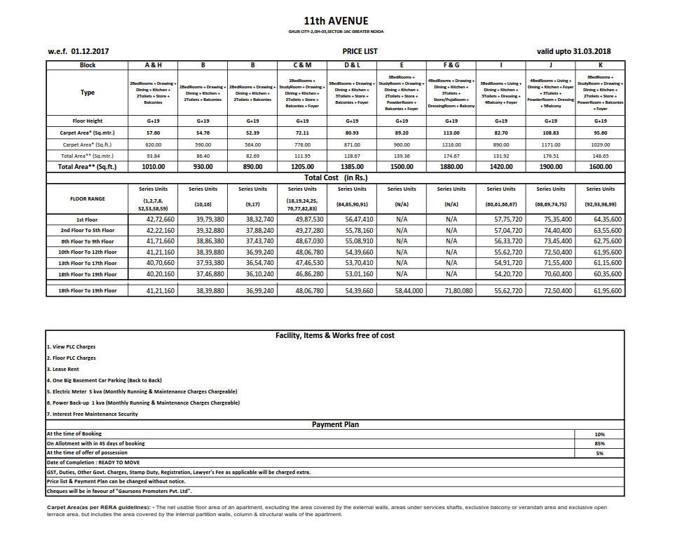 Price List